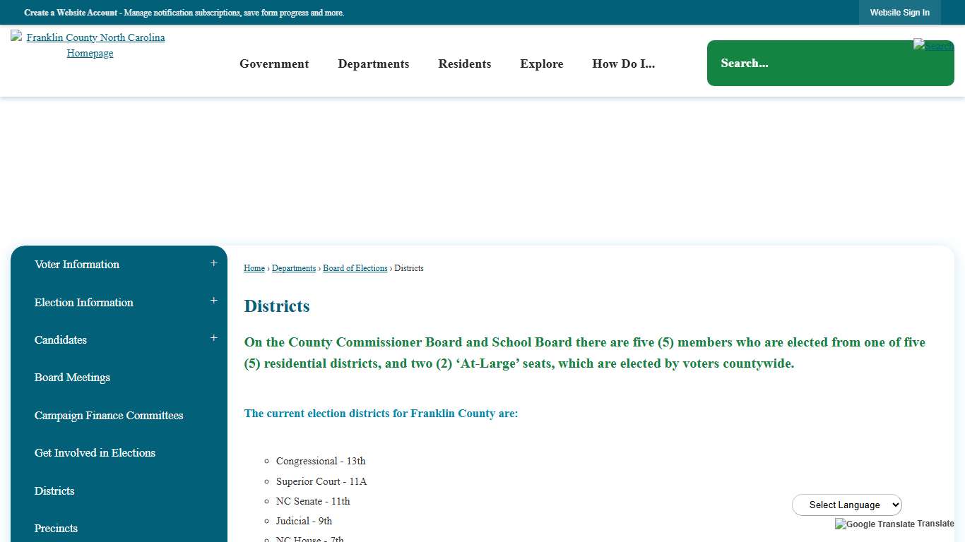 Districts | Franklin County, NC