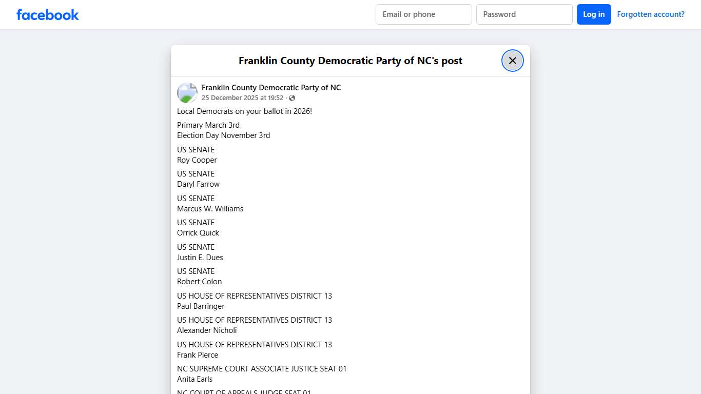 Local Democrats... - Franklin County Democratic Party of NC | Facebook