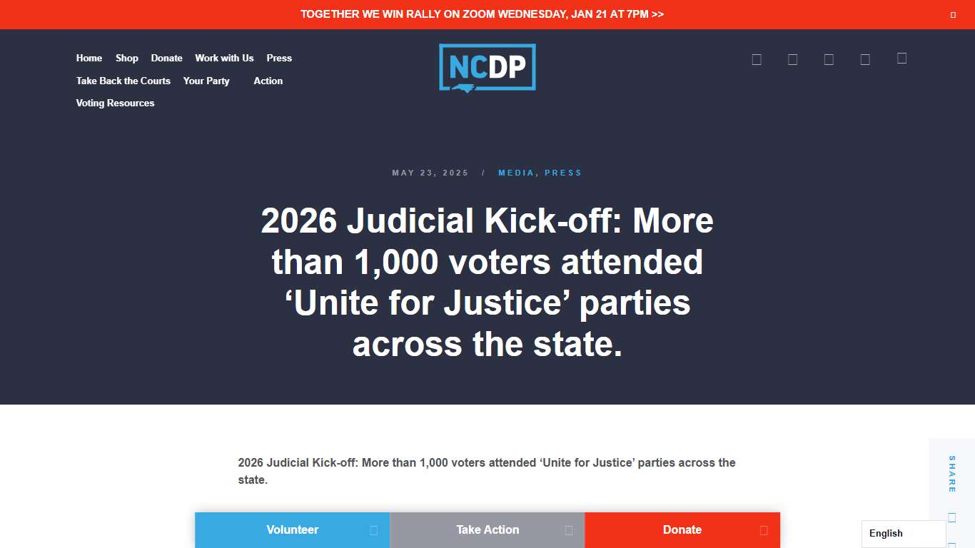 2026 Judicial Kick-off: More than 1,000 voters attended 'Unite for Justice' parties across the state. | North Carolina Democratic Party